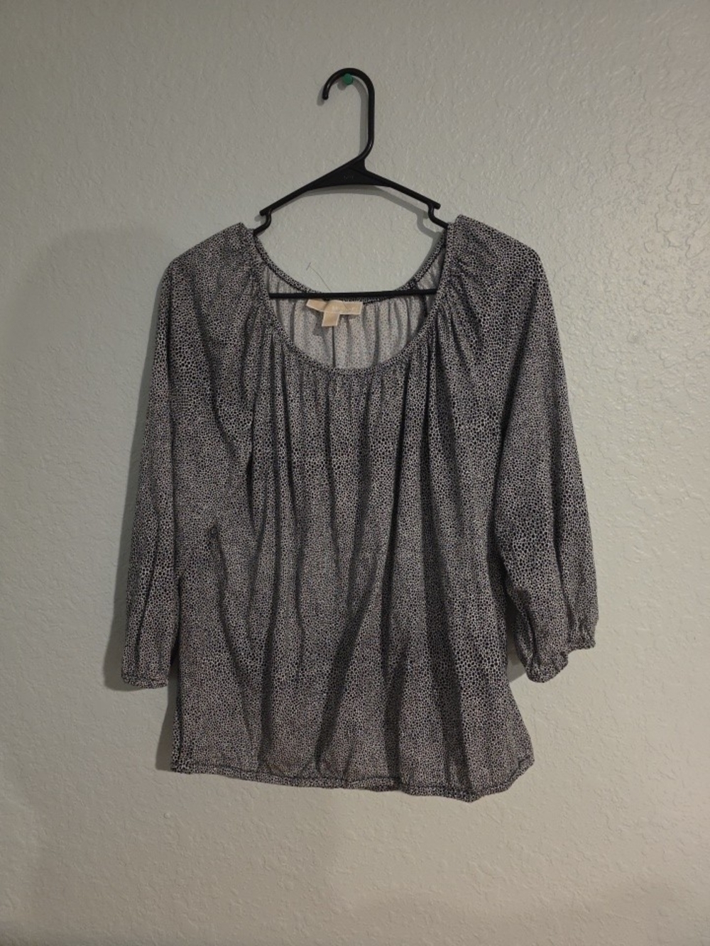 Michael Kors Black and White Dotted Scoop Neck Blouse